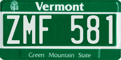 VT license plate ZMF581