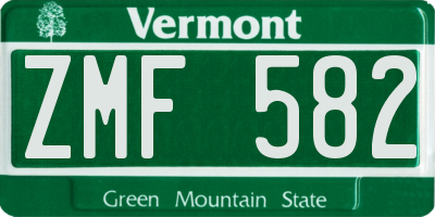 VT license plate ZMF582
