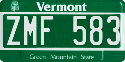 VT license plate ZMF583