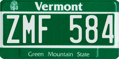 VT license plate ZMF584