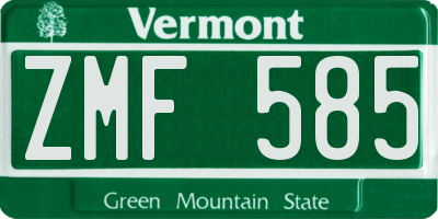 VT license plate ZMF585