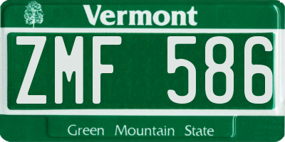 VT license plate ZMF586