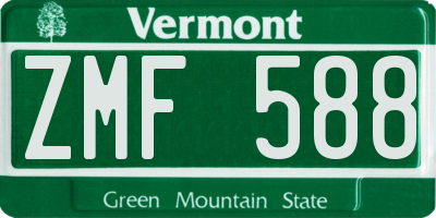 VT license plate ZMF588