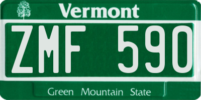 VT license plate ZMF590