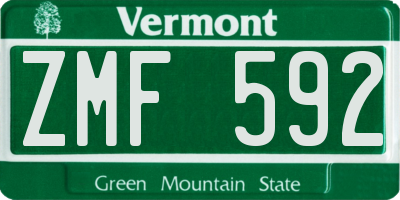 VT license plate ZMF592