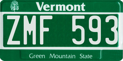 VT license plate ZMF593