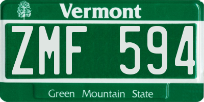 VT license plate ZMF594