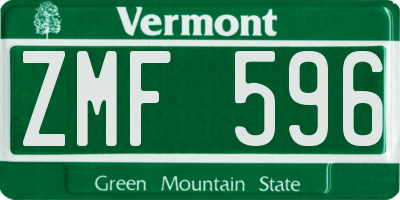 VT license plate ZMF596