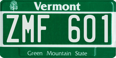 VT license plate ZMF601