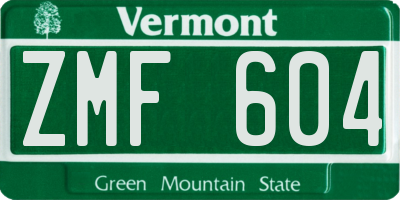 VT license plate ZMF604