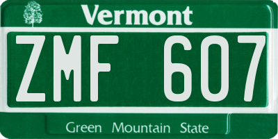 VT license plate ZMF607