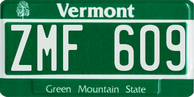 VT license plate ZMF609