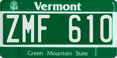 VT license plate ZMF610