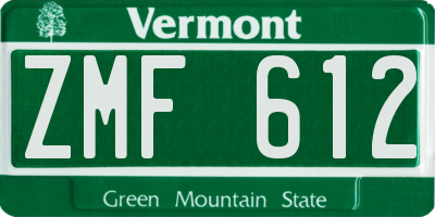 VT license plate ZMF612