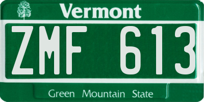 VT license plate ZMF613