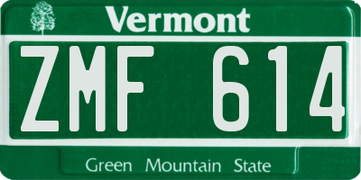 VT license plate ZMF614