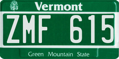 VT license plate ZMF615