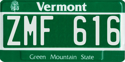 VT license plate ZMF616