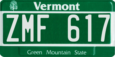 VT license plate ZMF617