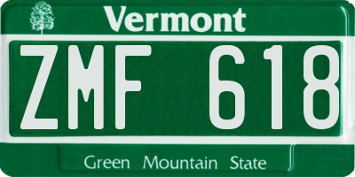 VT license plate ZMF618