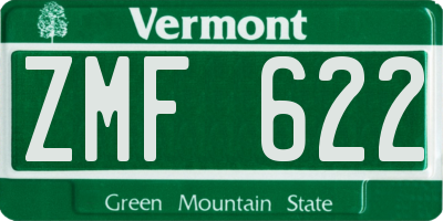 VT license plate ZMF622