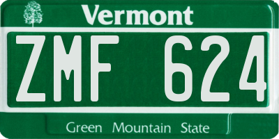 VT license plate ZMF624