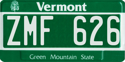 VT license plate ZMF626