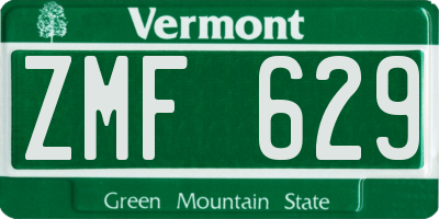 VT license plate ZMF629