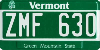 VT license plate ZMF630