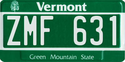 VT license plate ZMF631
