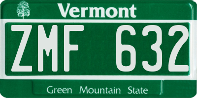 VT license plate ZMF632