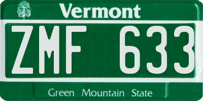 VT license plate ZMF633