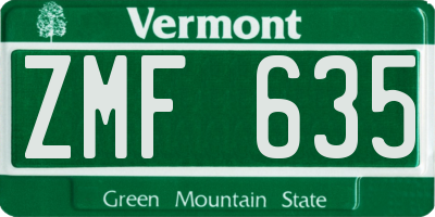 VT license plate ZMF635
