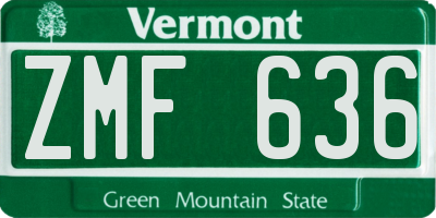 VT license plate ZMF636