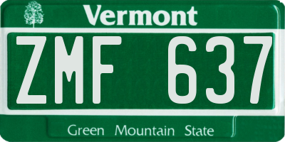VT license plate ZMF637