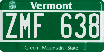 VT license plate ZMF638
