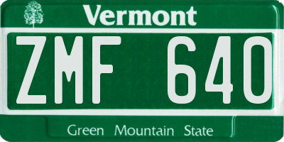 VT license plate ZMF640