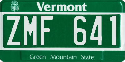 VT license plate ZMF641