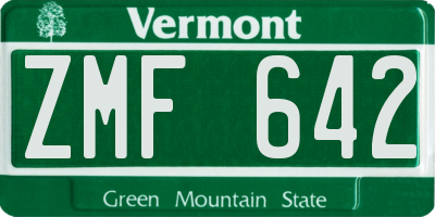 VT license plate ZMF642
