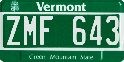 VT license plate ZMF643