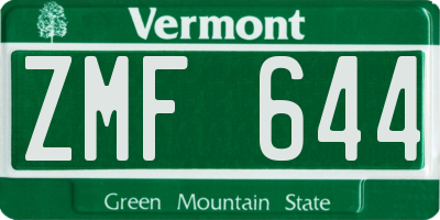 VT license plate ZMF644