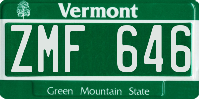 VT license plate ZMF646