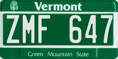 VT license plate ZMF647