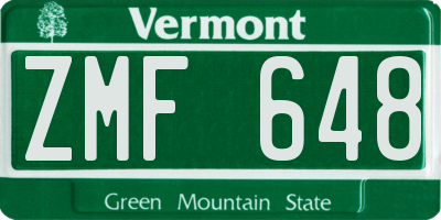 VT license plate ZMF648