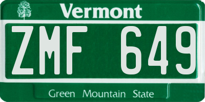 VT license plate ZMF649