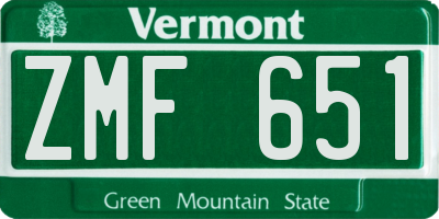 VT license plate ZMF651