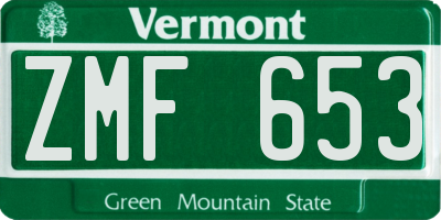 VT license plate ZMF653