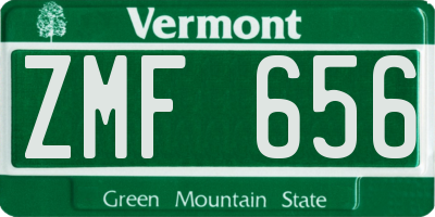 VT license plate ZMF656