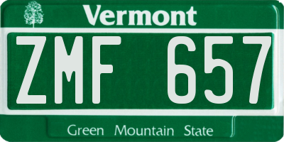 VT license plate ZMF657