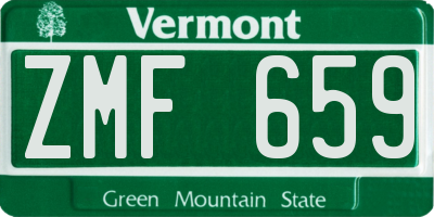 VT license plate ZMF659